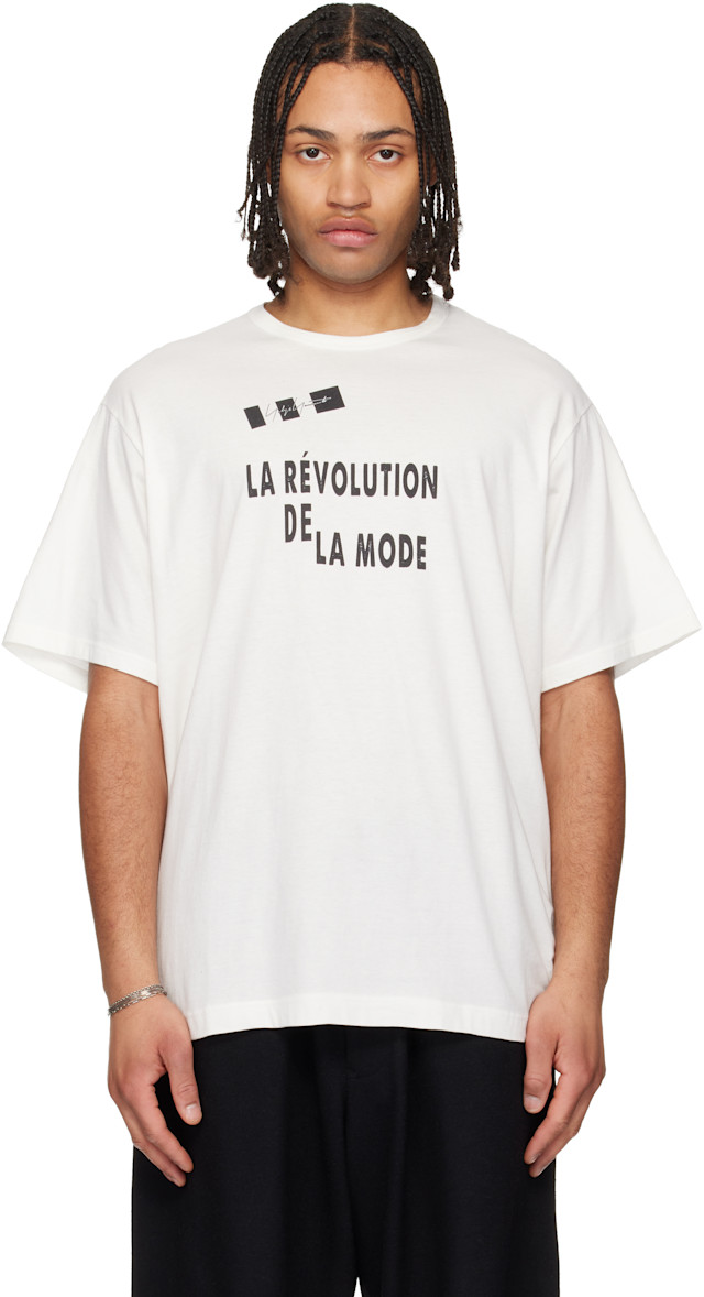 オフホワイト 半袖Tシャツ YOHJI YAMAMOTO: オフホワイト 30/- Combed Plain Stitch 半袖Tシャツ