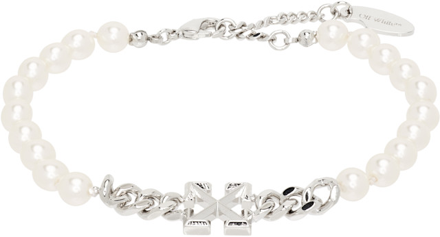 Off-White: Arrow Faux-Pearl Full Bracelet | SSENSE