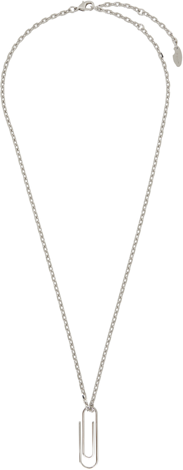 OFF-WHITE silver Texture Paperclip ネックレス Off-White: Paperclip ネックレス | SSENSE 日本