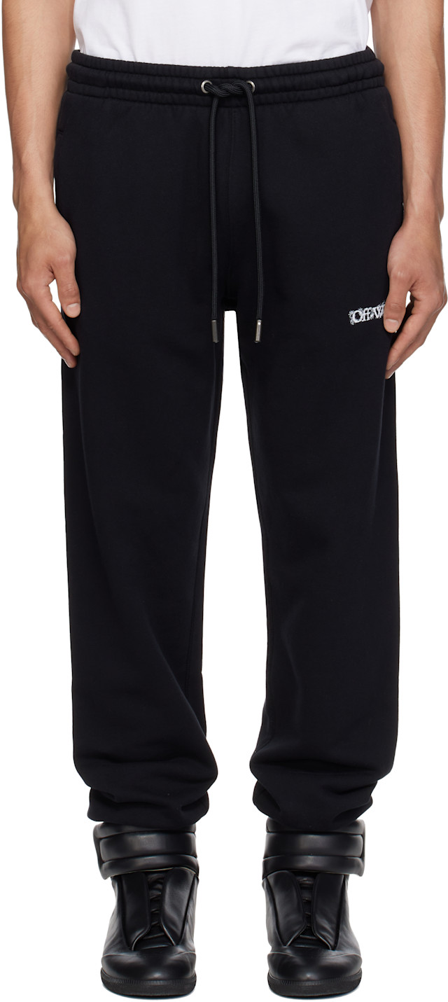 Off-White: Black Heraldic Arrow Cuffed Sweatpants | SSENSE