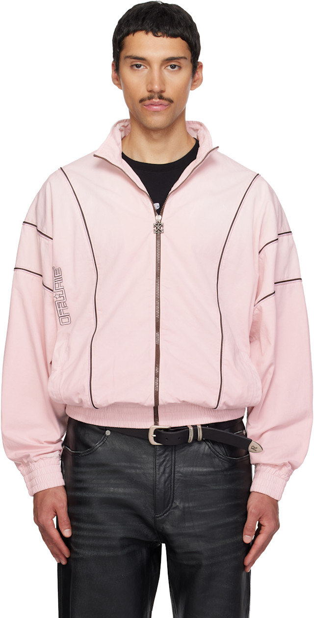 【SALE】　GOTL RELAXED TRACK JACKET Off-White: Pink Relaxed Garment Dyed Track Jacket | SSENSE