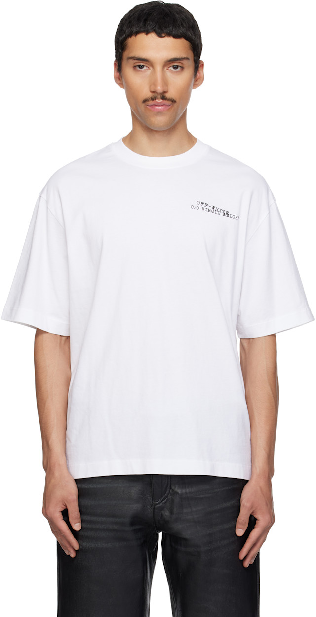 Off-White: ホワイト Type Machine Arrow Skate Tシャツ | SSENSE 日本
