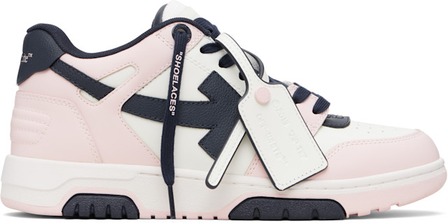 Off-White: Pink & Navy 'Out Of Office' Calf Leather Sneakers | SSENSE