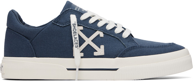 Off-White: Blue Low Vulcanized Sneakers | SSENSE
