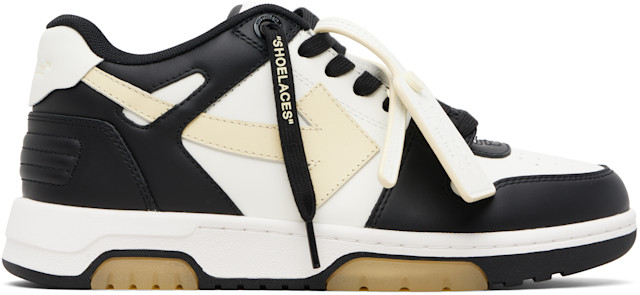 Off-White: White & Black Out Of Office Glow-In-The-Dark Sneakers