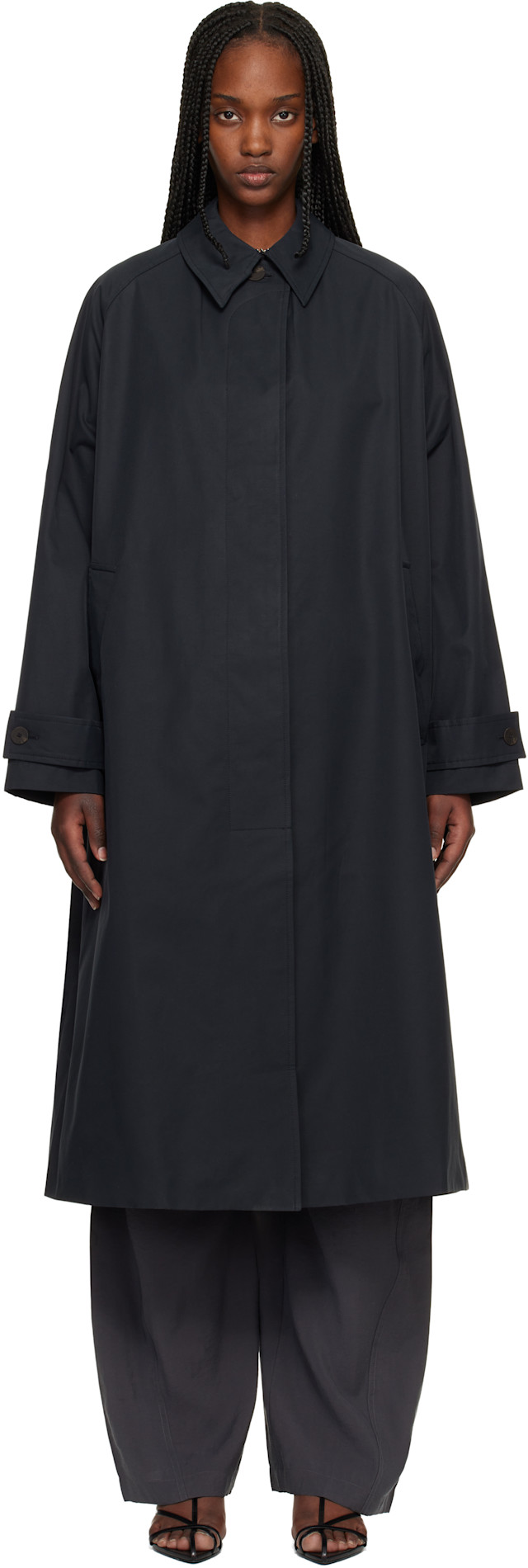 Studio Nicholson: Navy Holin Technical Cotton Trench Coat | SSENSE