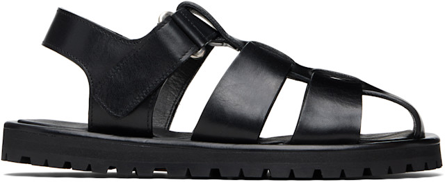 Studio Nicholson: Black Sandom Sandals | SSENSE