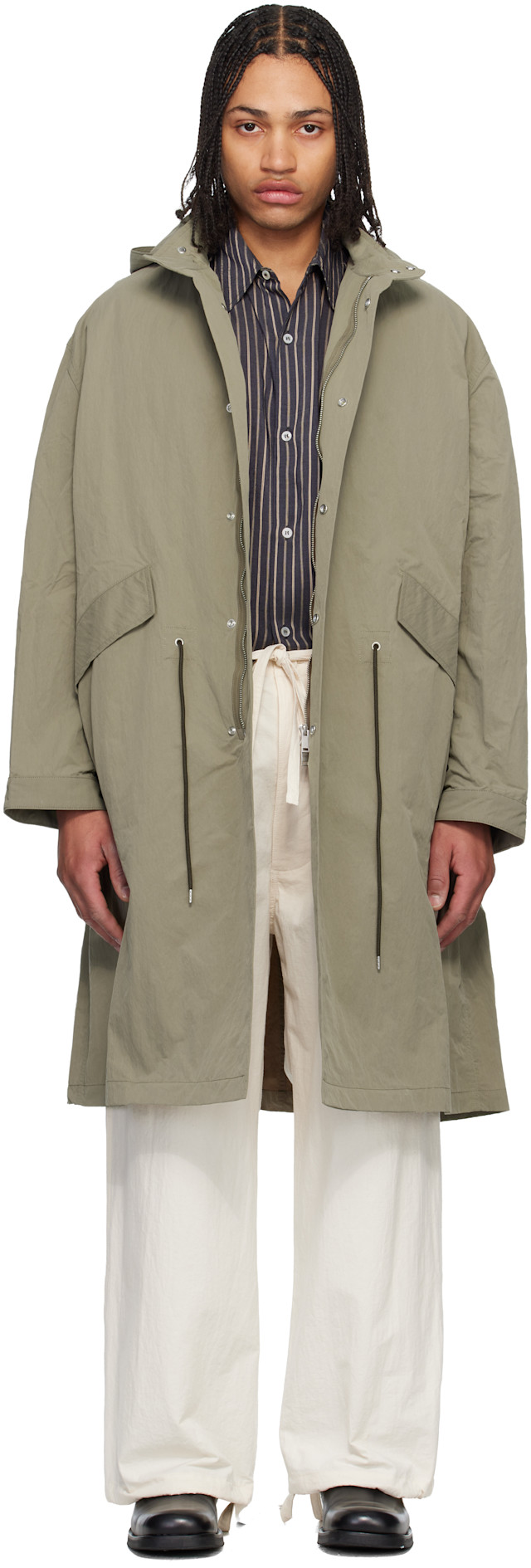 Studio Nicholson: Taupe Lotus Coat | SSENSE
