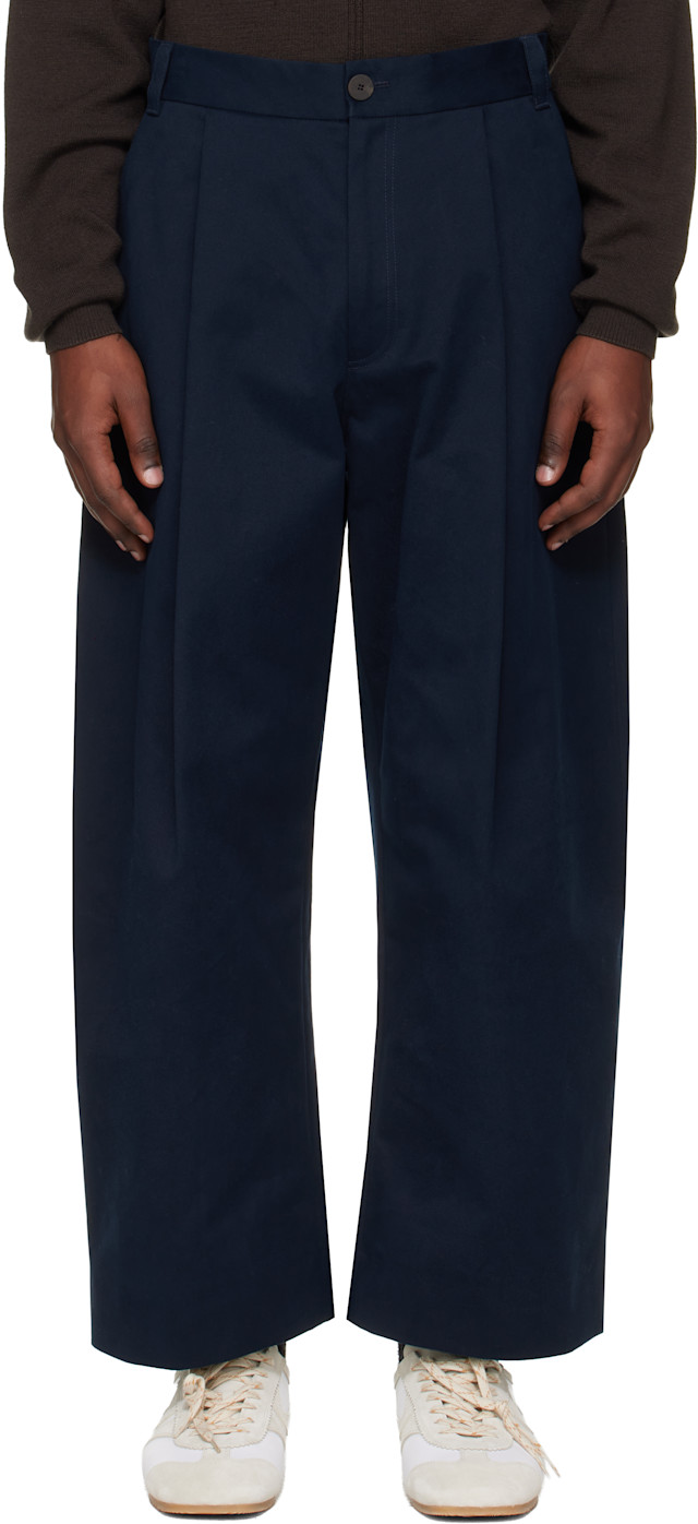 Studio Nicholson: Navy Sorte Trousers | SSENSE United Kingdom