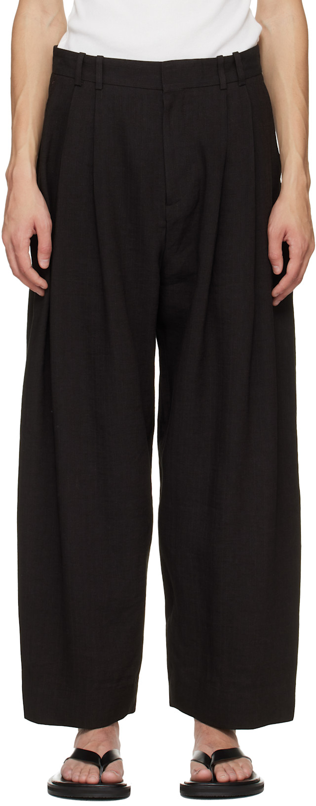 Studio Nicholson: Brown Line Trousers | SSENSE