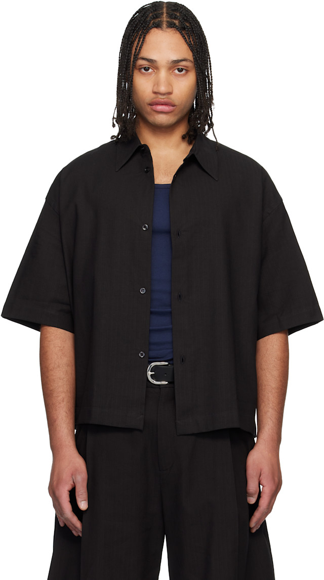 Studio Nicholson: Black Sanko Shirt | SSENSE