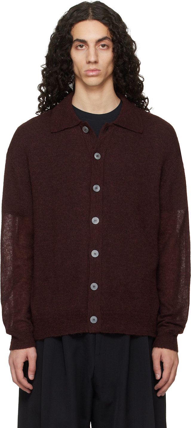 Studio Nicholson: Burgundy Hamto Kint Cardigan | SSENSE