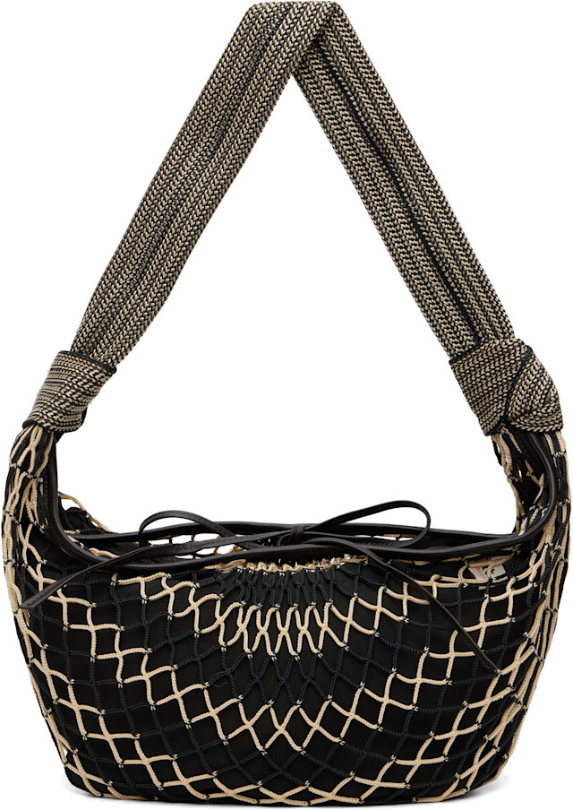 LEMAIRE: Beige & Black Fortune Croissant Filt Bag | SSENSE