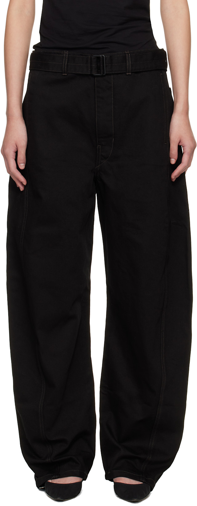 LEMAIRE: Black Twisted Belted Jeans | SSENSE