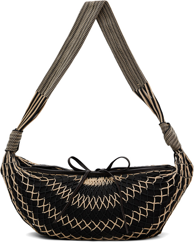 LEMAIRE: Black & Beige Croissant Filt Bag | SSENSE