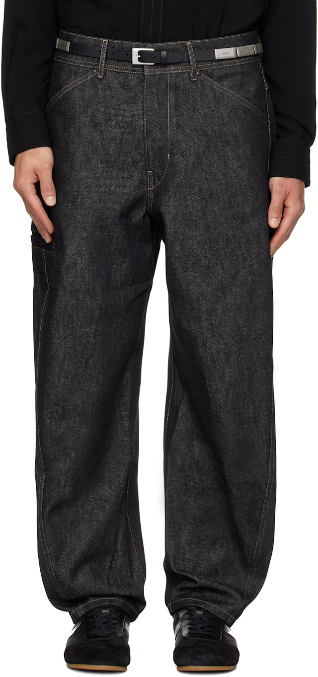 LEMAIRE: Navy Twisted Workwear Jeans | SSENSE