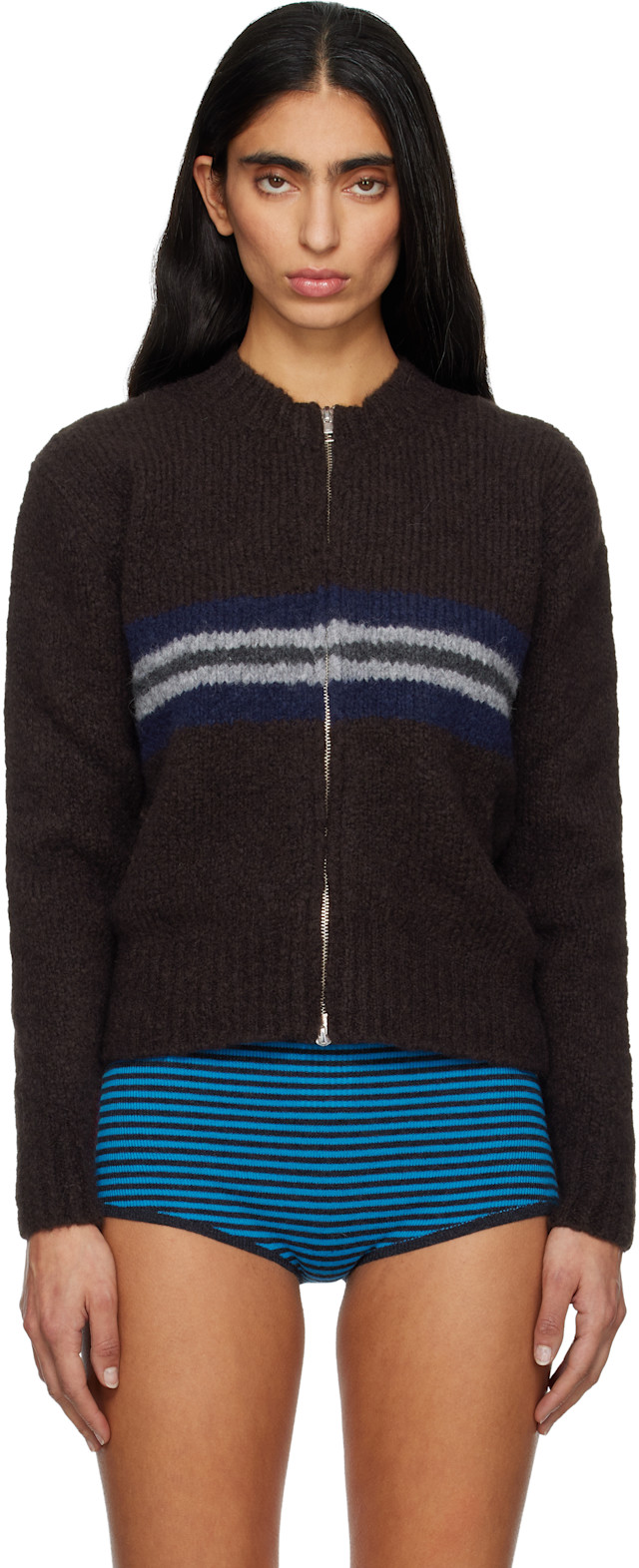 Paloma Wool: Brown Penalti Zip Sweater | SSENSE United Kingdom