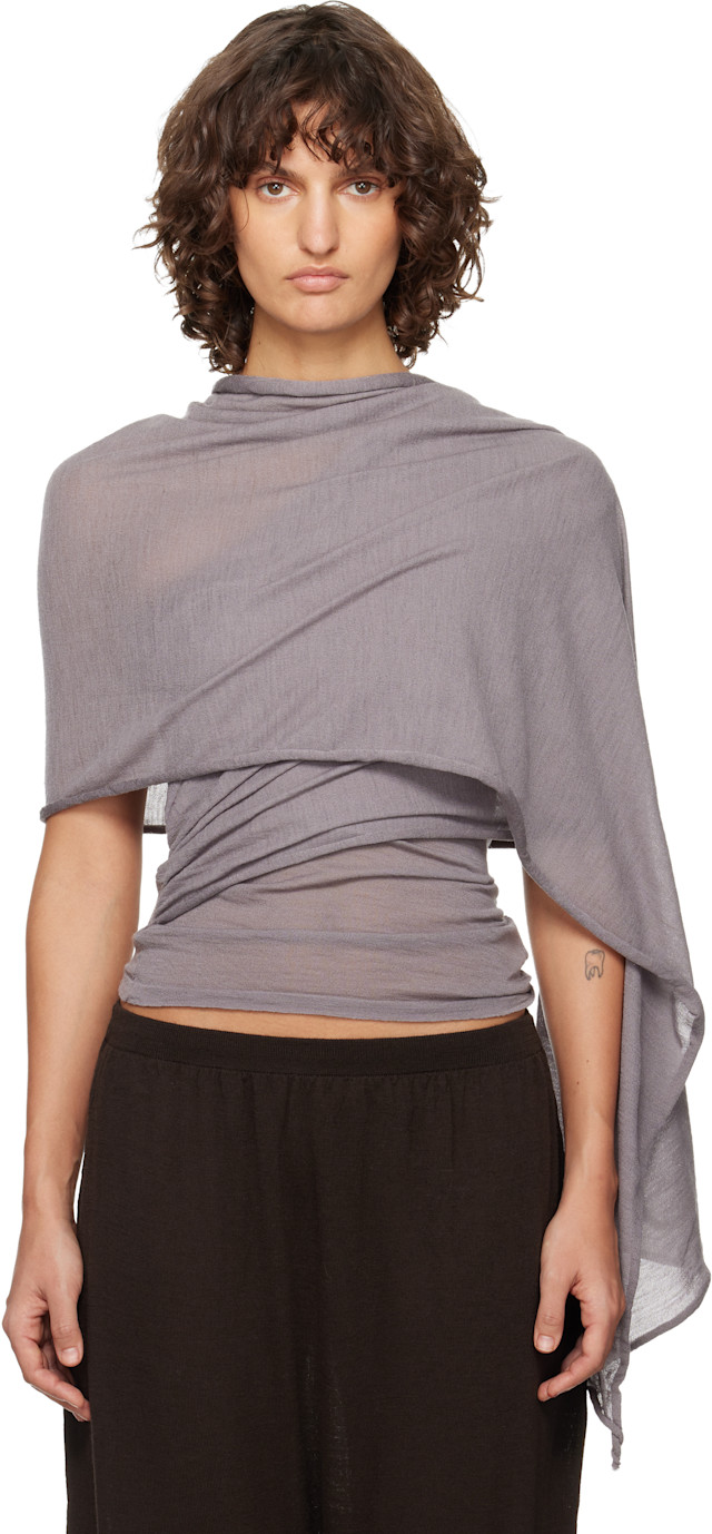 paloma wool シアートップス　フラワー TAZA-Open neckline, tricot sweater with puffed sleeves – paloma wool