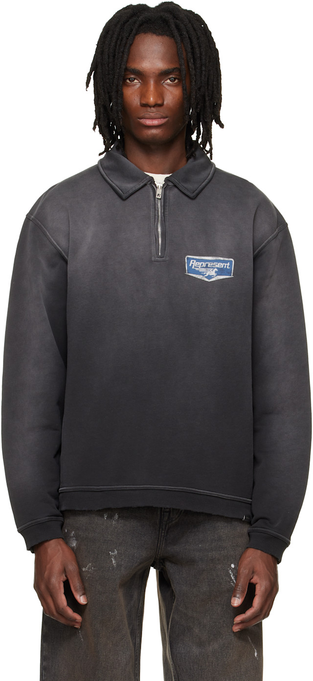 Represent: Black 'Nothing Faster' Quarter Zip Sweatshirt | SSENSE
