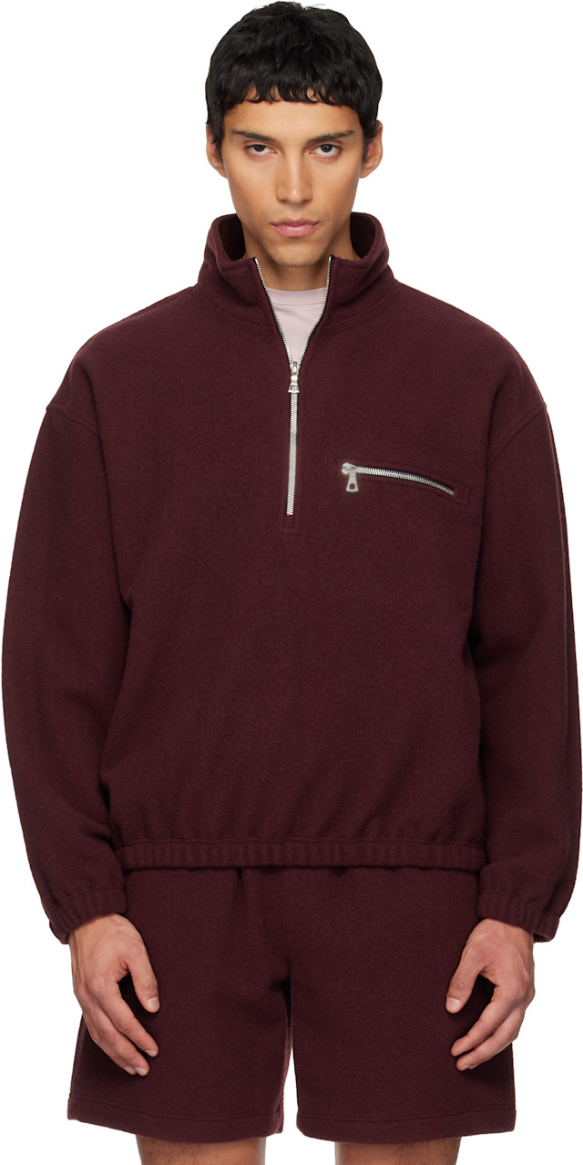 Rier: SSENSE Exclusive Burgundy Fleece Jacket | SSENSE