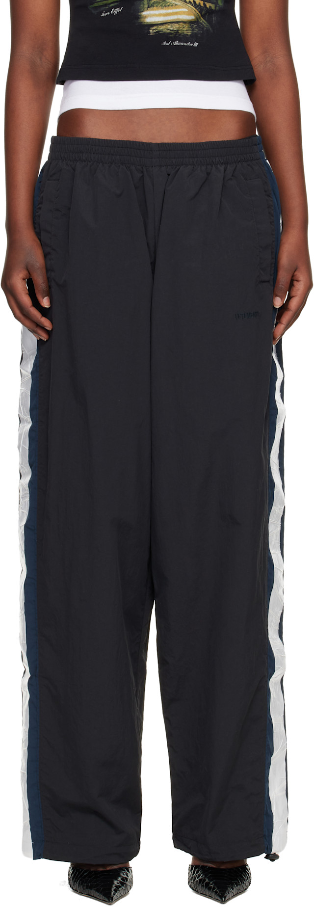 VETEMENTS: Black Gym Track Pants | SSENSE
