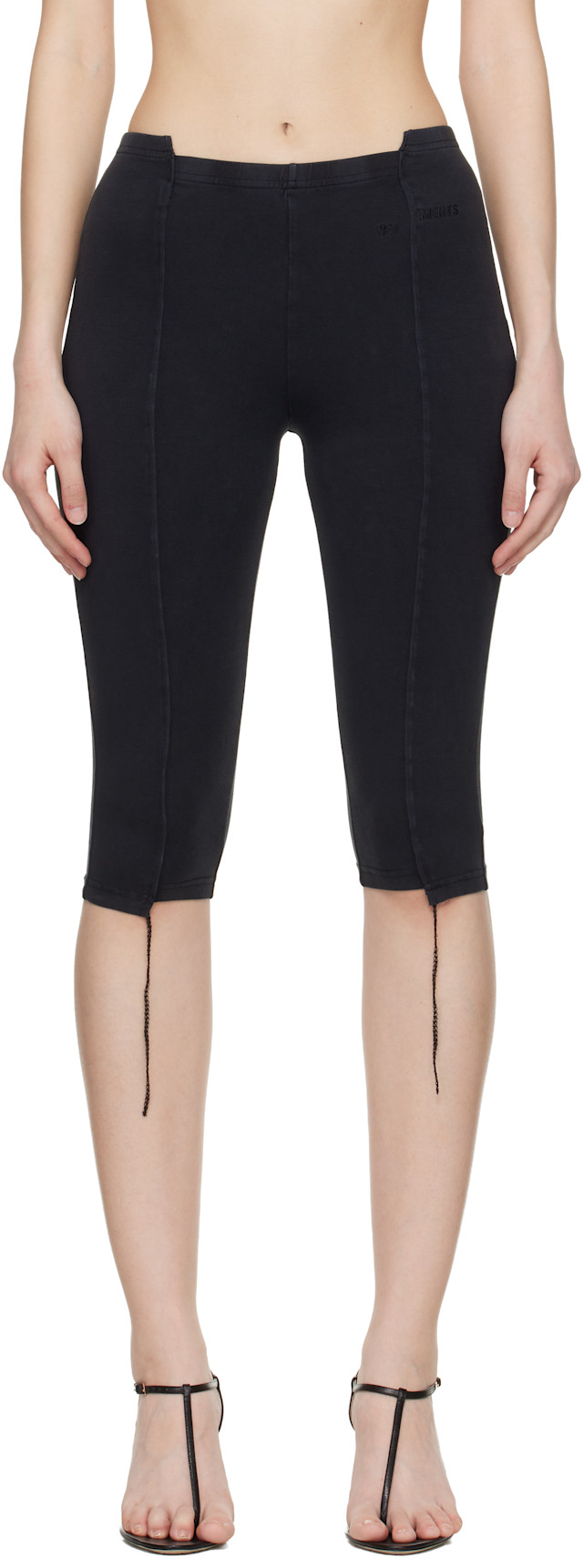 VETEMENTS: Black Cut-Up Capri Trousers | SSENSE