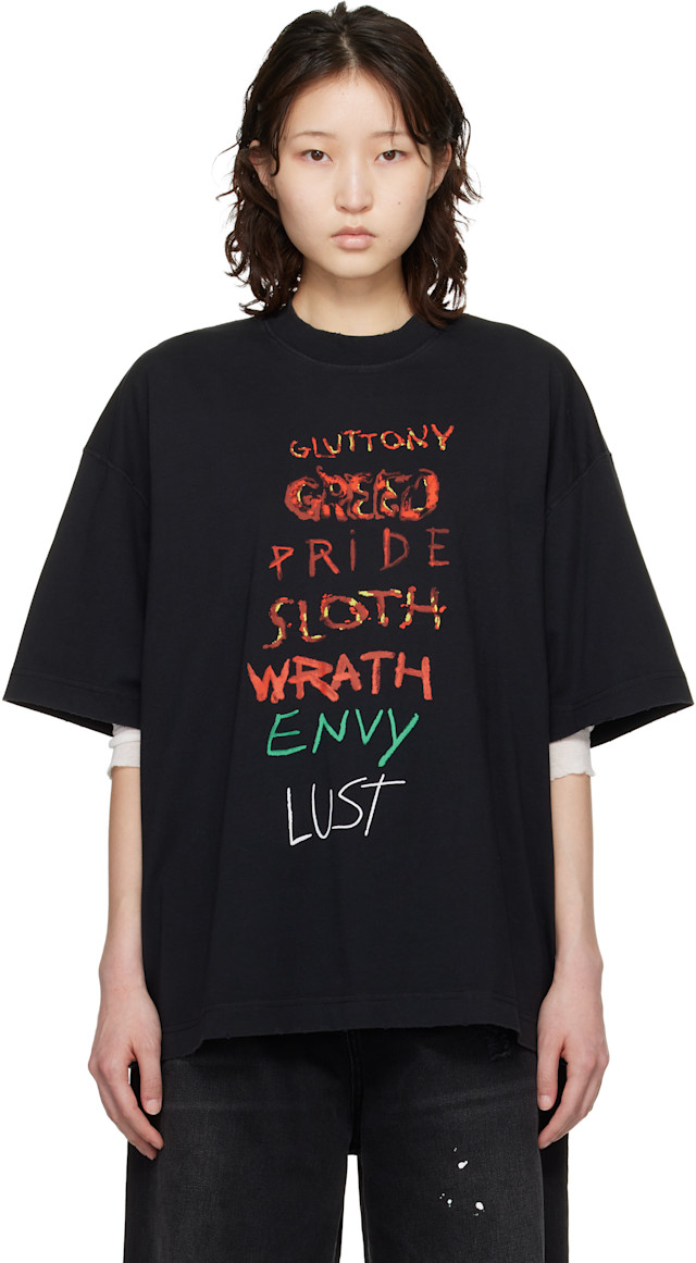 Vetements Tシャツ VETEMENTS: Black 7 Sins T-shirt | SSENSE