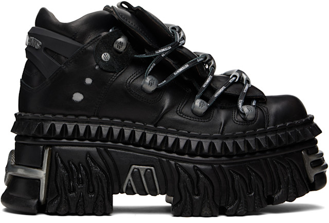 VETEMENTS: Black New Rock Edition Fire Platform Sneakers | SSENSE
