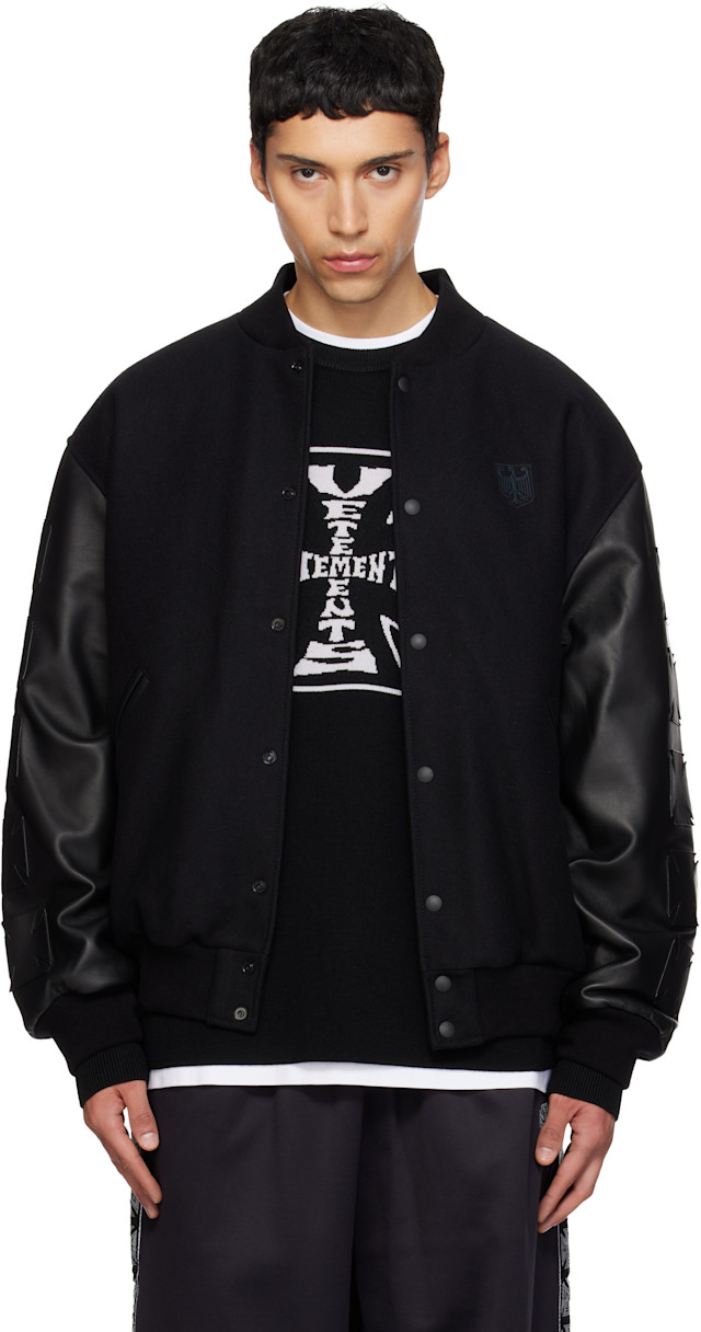 VETEMENTS: ブラック Biker Cross Embroidered バーシティ ボンバー