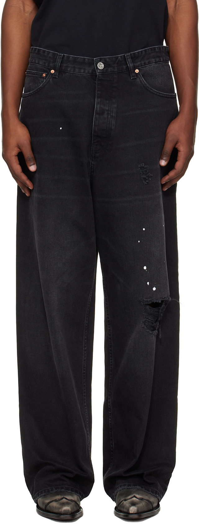 VETEMENTS: Black Ripped Jeans | SSENSE