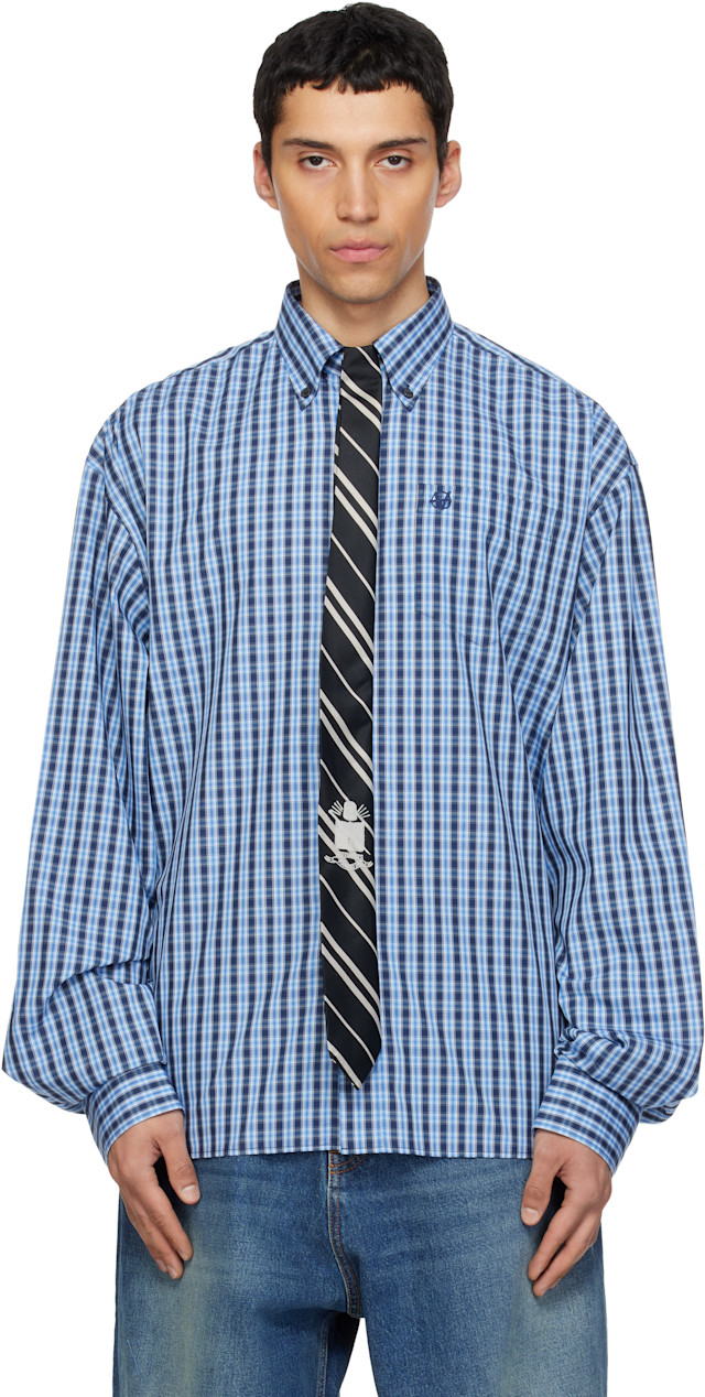 VETEMENTS: Blue & Navy Tie Classic Shirt | SSENSE