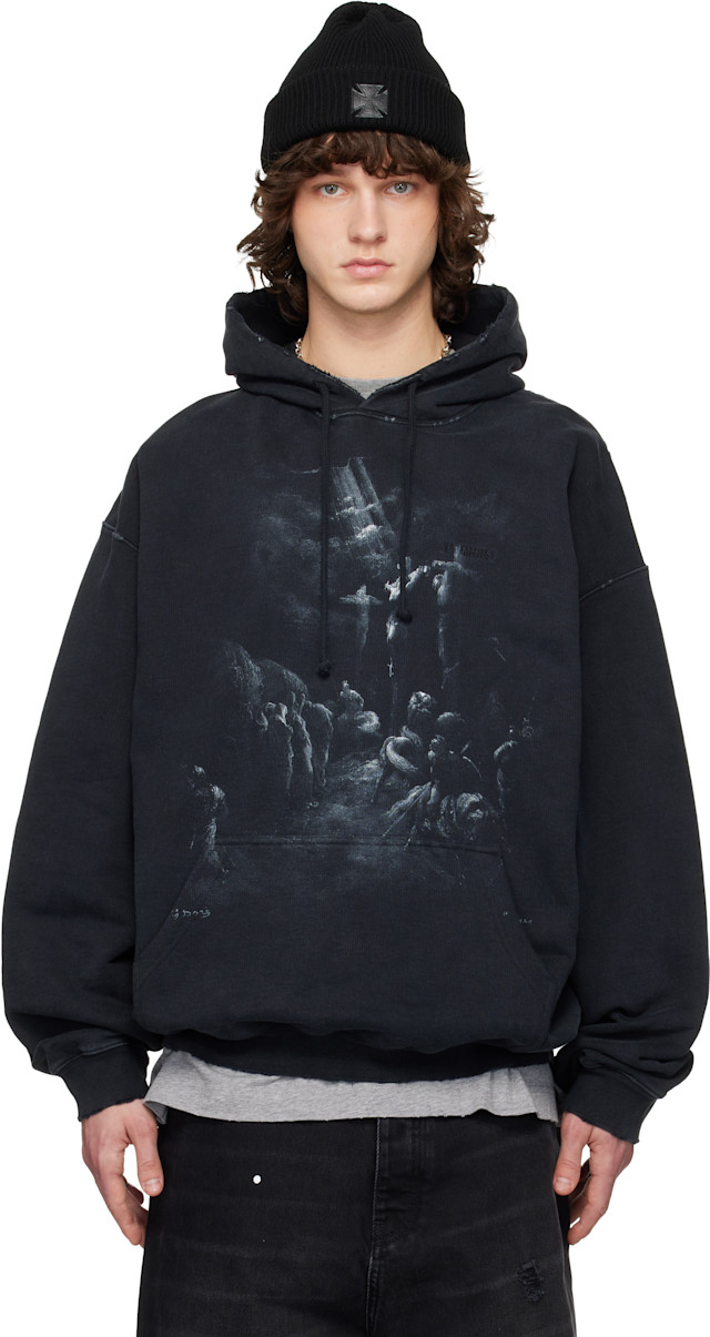VETEMENTS: Black Jesus On A Cross Hoodie | SSENSE