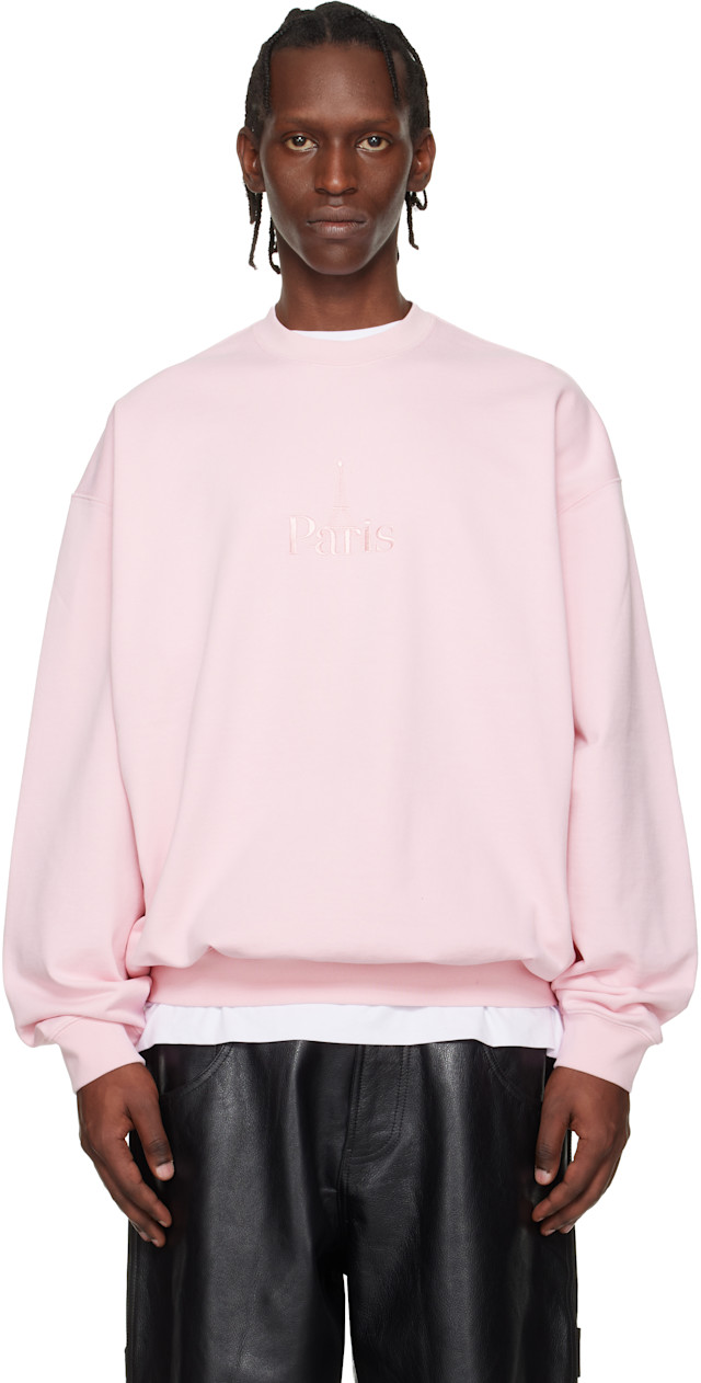 VETEMENTS Embroidered Sweatshirt サイズS VETEMENTS: Pink 'Paris' Embroidered Sweatshirt | SSENSE
