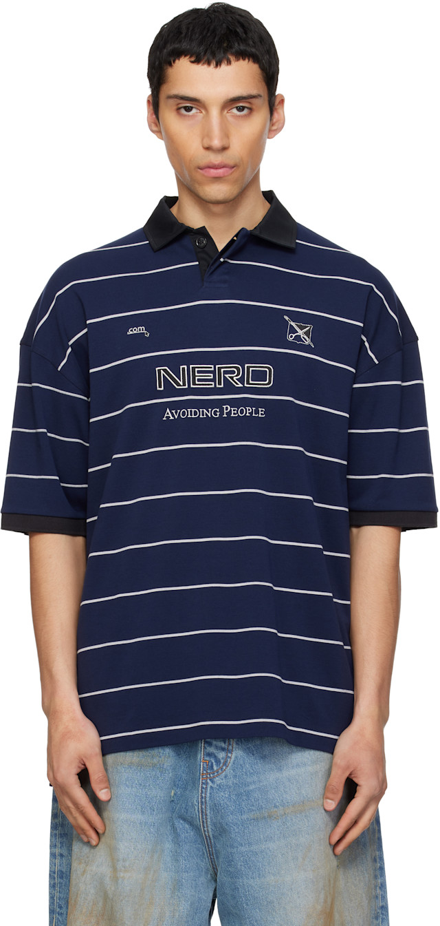 VETEMENTS: Navy 'Nerd' Football Polo | SSENSE