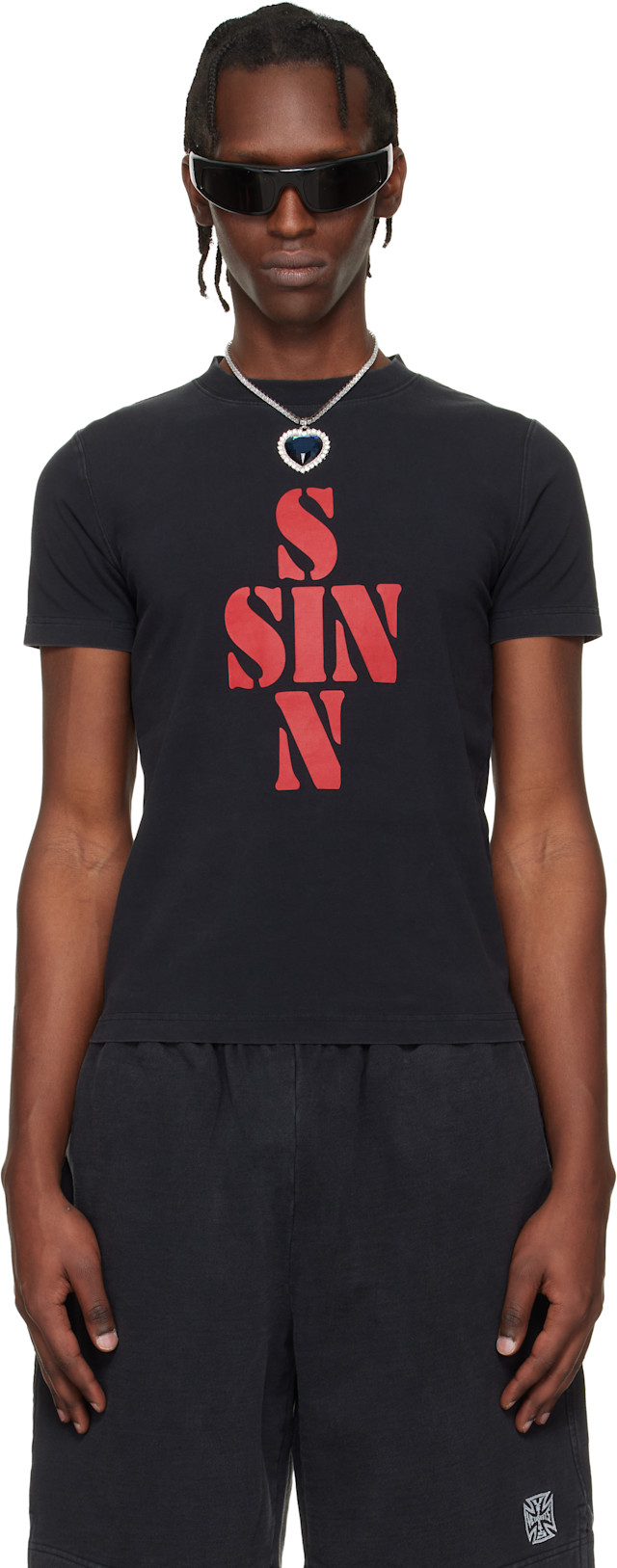 VETEMENTS: Black Sins Fitted T-shirt | SSENSE