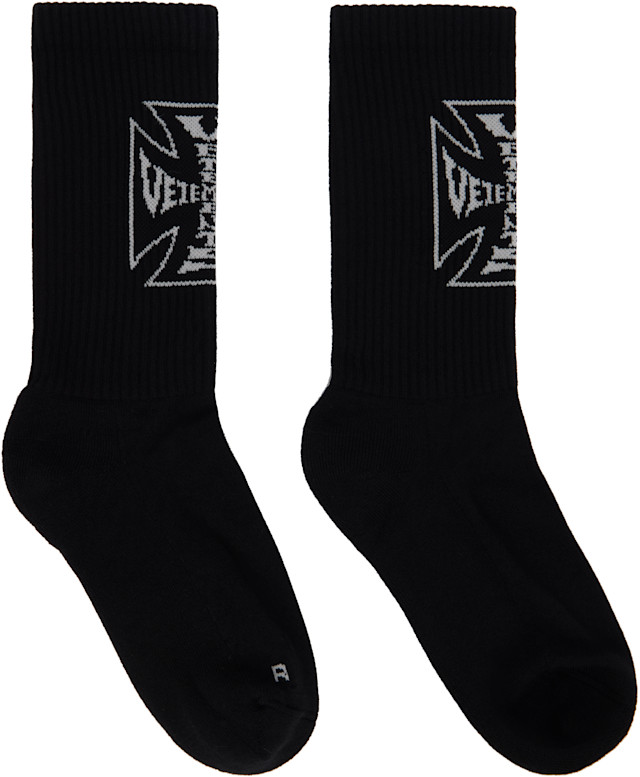 VETEMENTS: ブラック Biker Cross Logo ソックス | SSENSE 日本