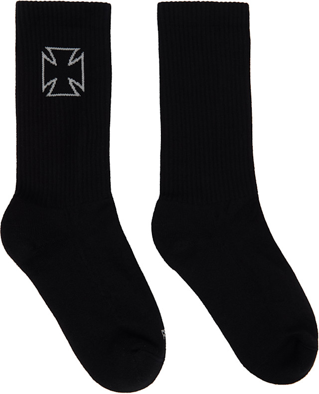 VETEMENTS: Black Biker Cross Socks | SSENSE Hong Kong SAR China