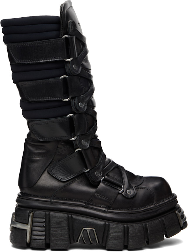 VETEMENTS: Black New Rock Edition Tower Boots | SSENSE