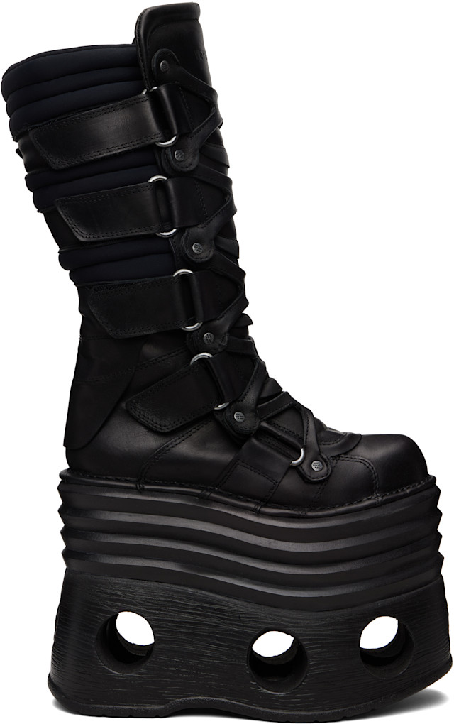 VETEMENTS: Black New Rock Edition Platform Tower Boots | SSENSE