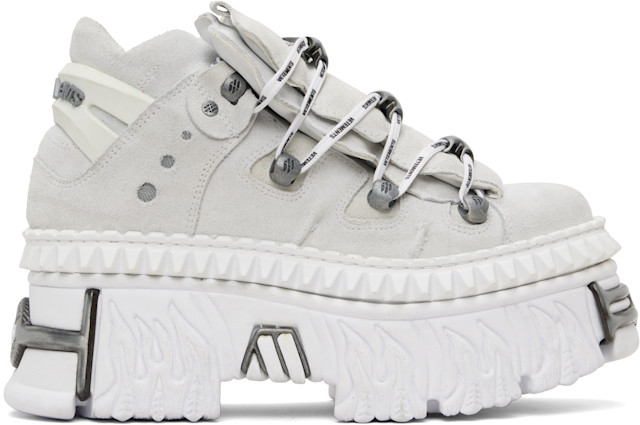 VETEMENTS: White New Rock Edition Fire Platform Sneakers | SSENSE