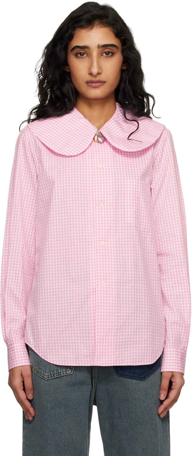 Comme des Garçons Girl: Pink & White Cotton Poplin Gingham Check