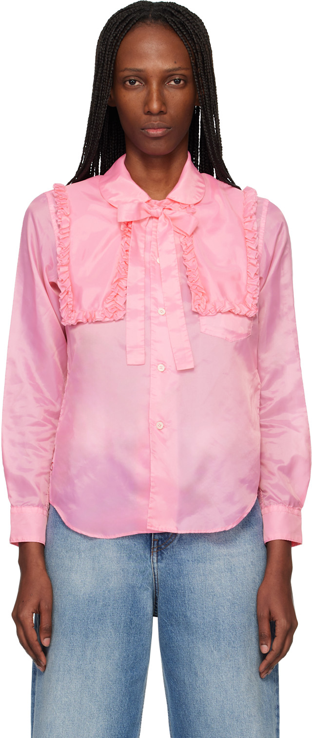 Comme des Garçons Girl: Pink Taffeta Garment Treated Shirt | SSENSE