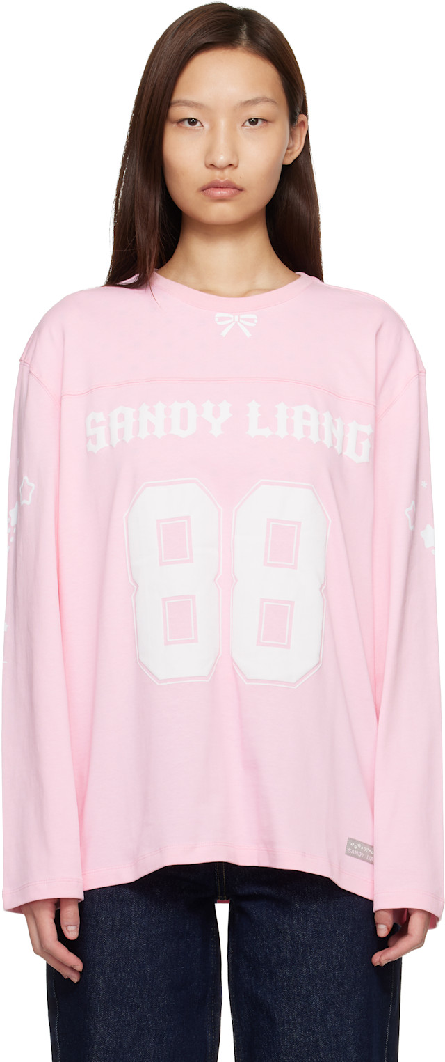 Sandy Liang: Pink Princeton Long Sleeve T-shirt | SSENSE