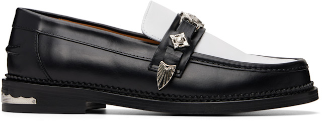 Toga Virilis: SSENSE Exclusive Black & White Metal Loafers | SSENSE
