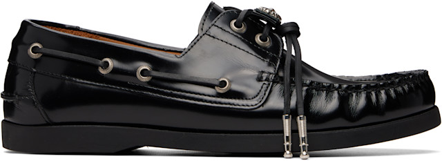Toga Virilis: Black Leather Boat Shoes | SSENSE