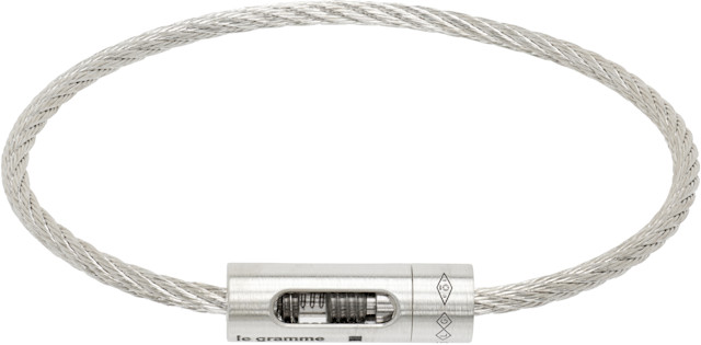 le gramme ダブルケーブルブレスレット シルバー Le Gramme: Perforated 'le 8g' ケーブル ブレスレット | SSENSE 日本