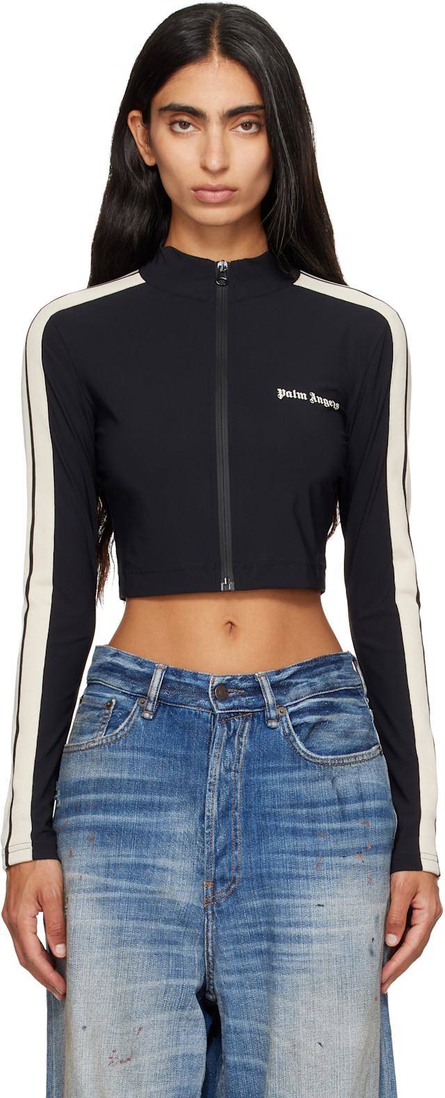 Palm Angels: Black Classic Logo Training Jacket | SSENSE