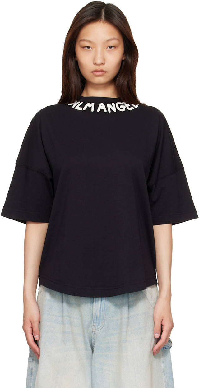 Palm Angels: Black Neck Logo Over T-Shirt | SSENSE
