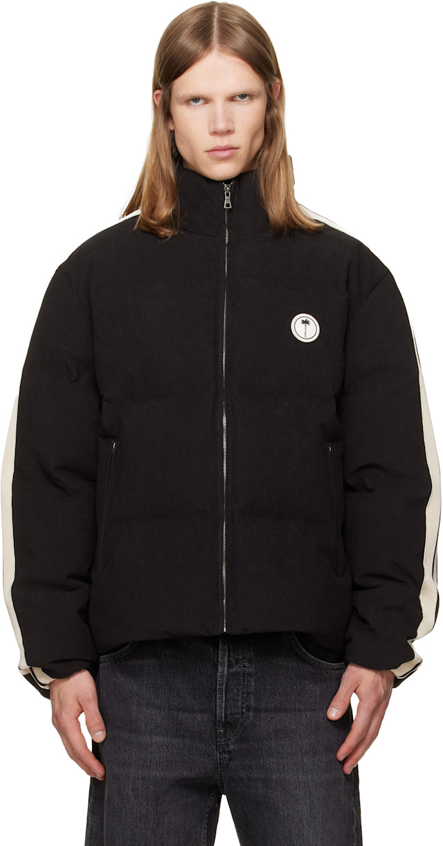 Palm Angels: Black Tree Logo Cord Track Down Jacket | SSENSE Canada