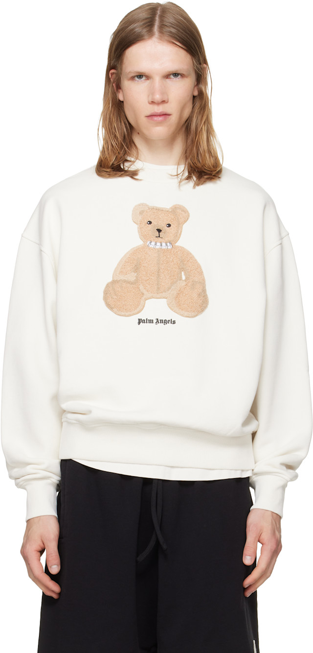 Palm Angels: Off-White Bear Sweatshirt | SSENSE Canada